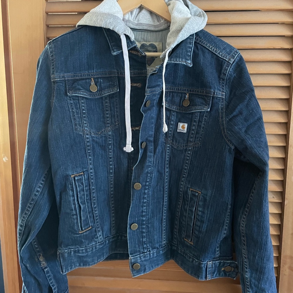Carhartt Blue Denim Jacket with Gray Accents